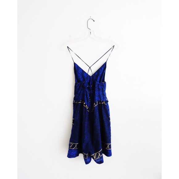 Sunner Blue Batik Silk Spaghetti Strap Romper sz S - Picture 2 of 5